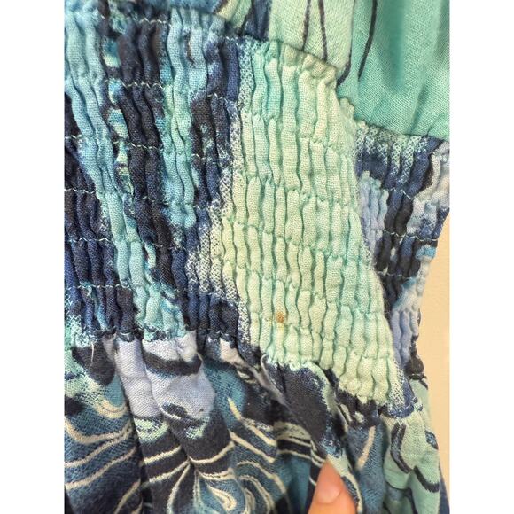 Pink Apple Vintage y2k Mixed Blue White Geo Print Maxi Sundress, Coastal beachy - Picture 4 of 10